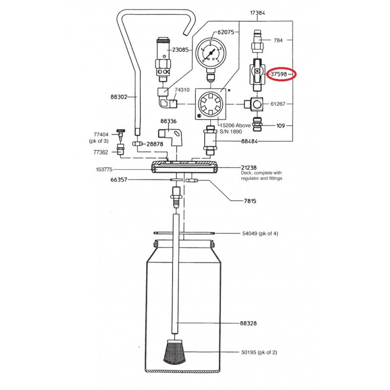 SATA Kulový kohout (teflon)