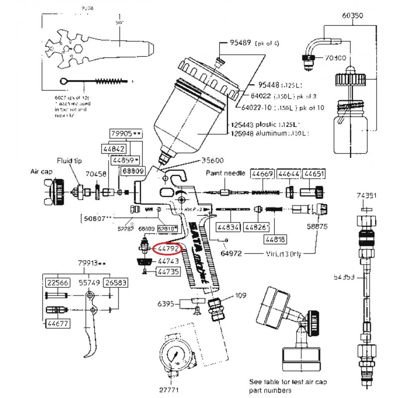 SATA hřídel kompletní pro SATAminijet SATA 44792