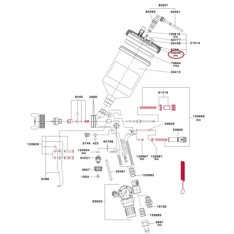 SATA Těsnicí kroužek (balení 4 kusy) SATA 54049