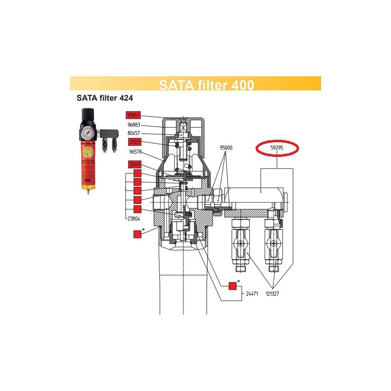 SATA Potrubí s kulovými ventily (2 x 1/4 "vnější závit) SATA 59295