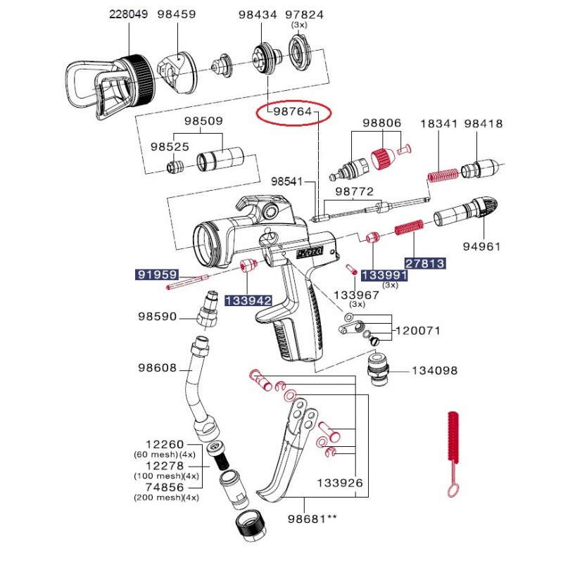 SATA Trysková sada - předtoková tryska a hrot jehly SATA 98764