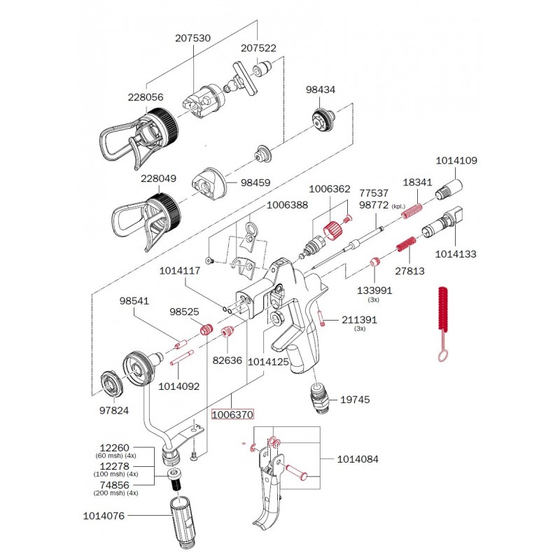 SATA Hlava trysky a přívod materiálu SATA 1006370