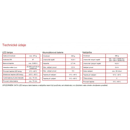 SATA TrueSun - denní světlo včetně baterie a nabíječky SATA 1006411